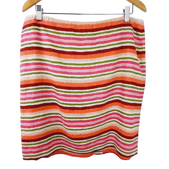 Talbots Established 1947 SZ 14P 100% Linen Self Cotton Lined Striped Skirt - Picture 2 of 6